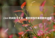 CSGO 时间指令大全，掌控游戏节奏的隐形钥匙