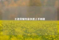 王者荣耀刘备快速上手秘籍