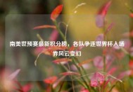 南美世预赛最新积分榜，各队争逐世界杯入场券风云变幻