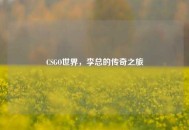 CSGO世界，李总的传奇之旅