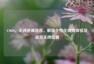 CSGO，关闭道具语音，解锁个性化游戏体验及语音关闭位置