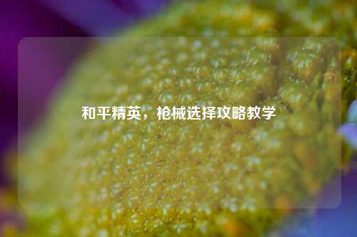 和平精英,枪械选择攻略教学