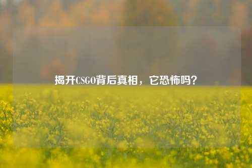 揭开CSGO背后真相,它恐怖吗?