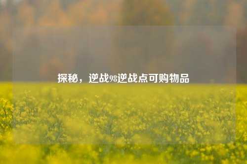 探秘,逆战98逆战点可购物品