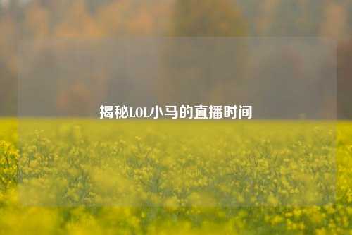 揭秘LOL小马的直播时间