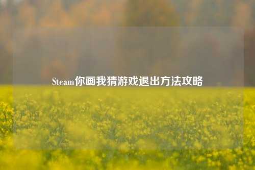 Steam你画我猜游戏退出 攻略