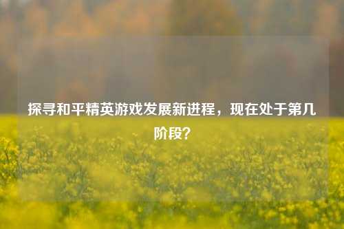探寻和平精英游戏发展新进程,现在处于第几阶段?
