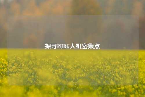探寻PUBG人机密集点