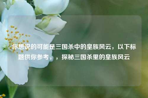 你想说的可能是三国杀中的皇族风云,以下标题供你参考,,探秘三国杀里的皇族风云