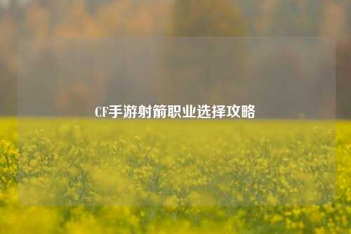 CF手游射箭职业选择攻略