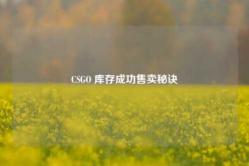CSGO 库存成功售卖秘诀