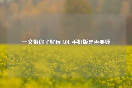 一文带你了解玩 LOL 手机版是否要钱