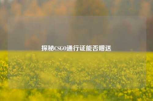探秘CSGO通行证能否赠送