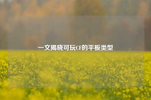 一文揭晓可玩CF的平板类型