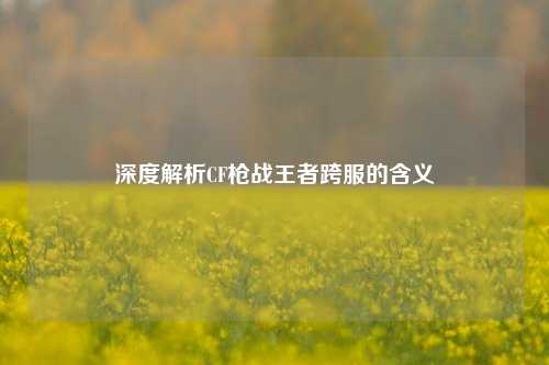 深度解析CF枪战王者跨服的含义