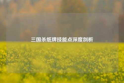 三国杀纸牌技能点深度剖析