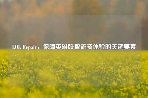 LOL Repair,保障英雄联盟流畅体验的关键要素