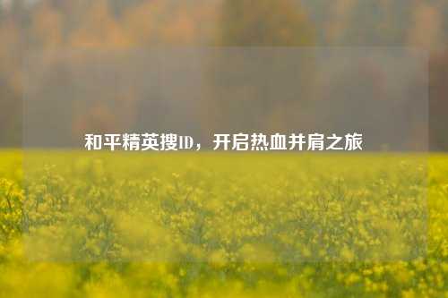 和平精英搜ID,开启热血并肩之旅