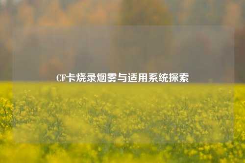 CF卡烧录烟雾与适用系统探索