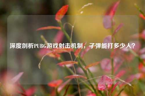 深度剖析PUBG游戏射击机制,子弹能打多少人?