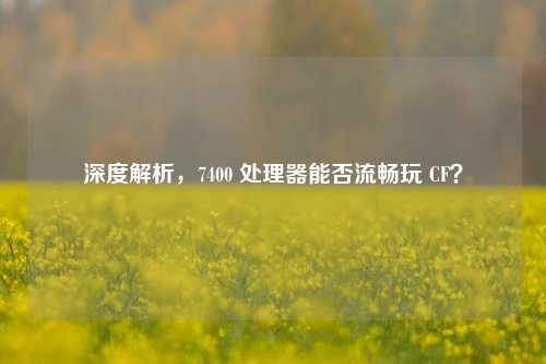 深度解析,7400 处理器能否流畅玩 CF?