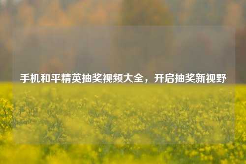 手机和平精英抽奖视频大全,开启抽奖新视野