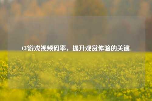 CF游戏视频码率,提升观赏体验的关键