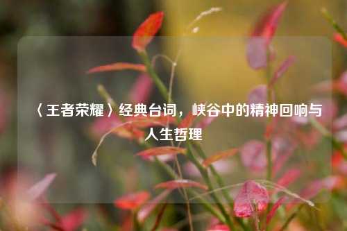 〈王者荣耀〉经典台词,峡谷中的精神回响与人生哲理