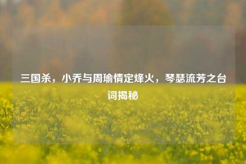 三国杀,小乔与周瑜情定烽火,琴瑟流芳之台词揭秘