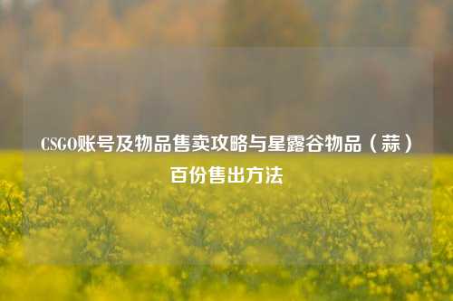 CSGO账号及物品售卖攻略与星露谷物品(蒜)百份售出