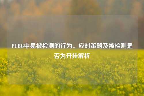 PUBG中易被检测的行为、应对策略及被检测是否为开挂解析