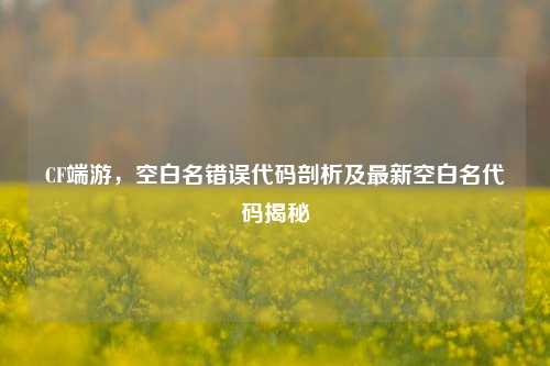 CF端游,空白名错误代码剖析及最新空白名代码揭秘