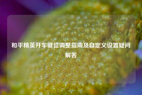 和平精英开车键位调整指南及自定义设置疑问解答