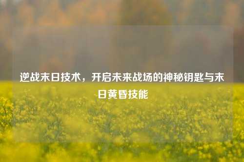 逆战末日技术,开启未来战场的神秘钥匙与末日黄昏技能