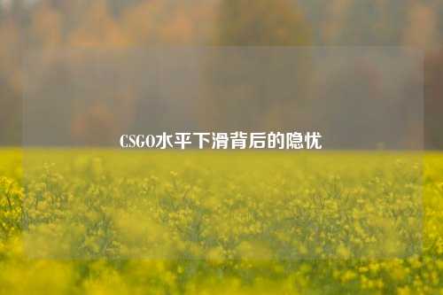 CSGO水平下滑背后的隐忧