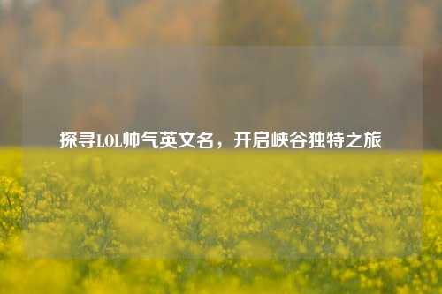 探寻LOL帅气英文名,开启峡谷独特之旅