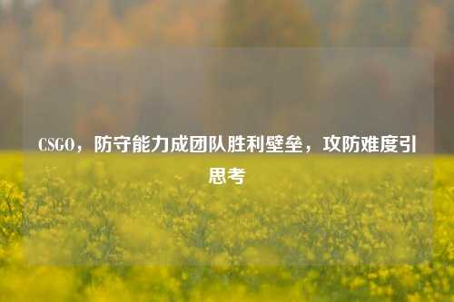 CSGO,防守能力成团队胜利壁垒,攻防难度引思考
