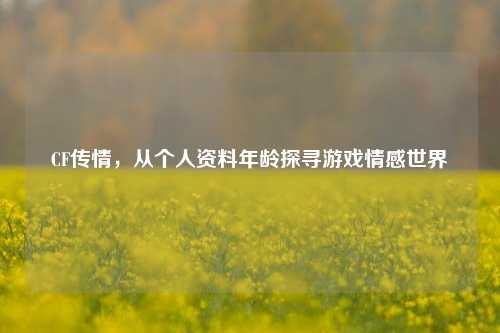 CF传情,从个人资料年龄探寻游戏情感世界
