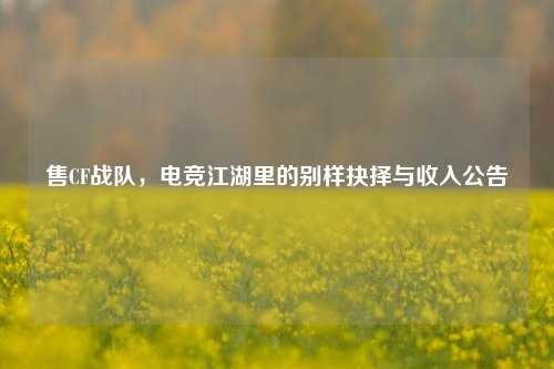 售CF战队,电竞江湖里的别样抉择与收入公告