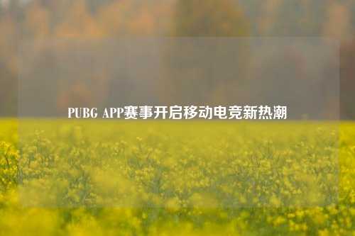PUBG APP赛事开启移动电竞新热潮
