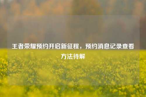 王者荣耀预约开启新征程,预约消息记录查看 待解