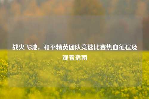 战火飞驰,和平精英团队竞速比赛热血征程及观看指南