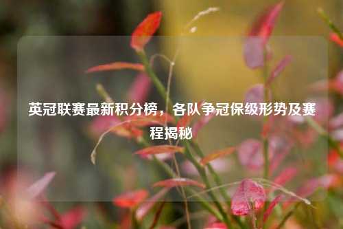 英冠联赛最新积分榜,各队争冠保级形势及赛程揭秘