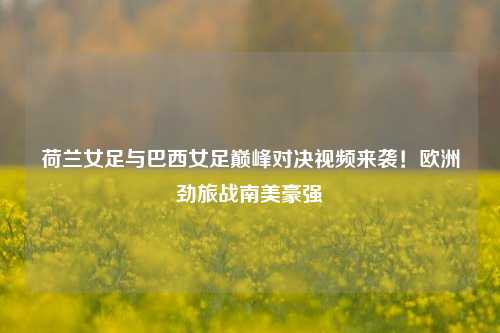 荷兰女足与巴西女足巅峰对决视频来袭!欧洲劲旅战南美豪强