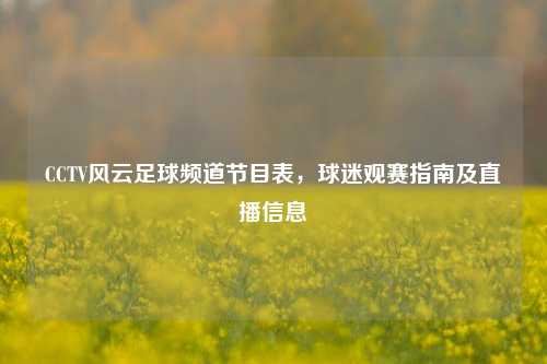 CCTV风云足球频道节目表,球迷观赛指南及直播信息