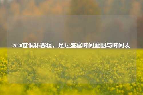 2020世俱杯赛程,足坛盛宴时间蓝图与时间表