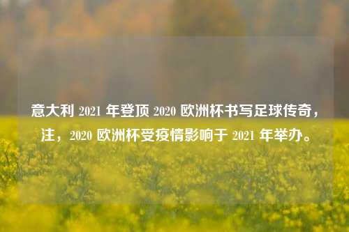 意大利 2021 年登顶 2020 欧洲杯书写足球传奇,注,2020 欧洲杯受疫情影响于 2021 年举办。