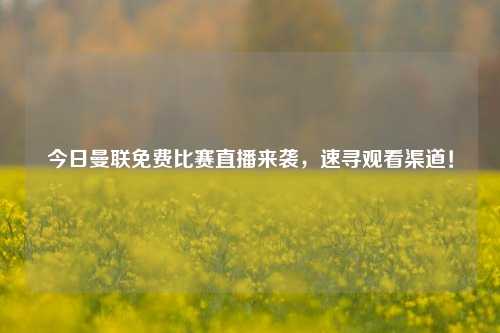 今日曼联免费比赛直播来袭,速寻观看渠道!