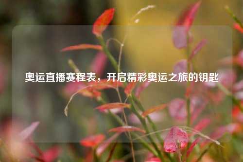 奥运直播赛程表,开启精彩奥运之旅的钥匙