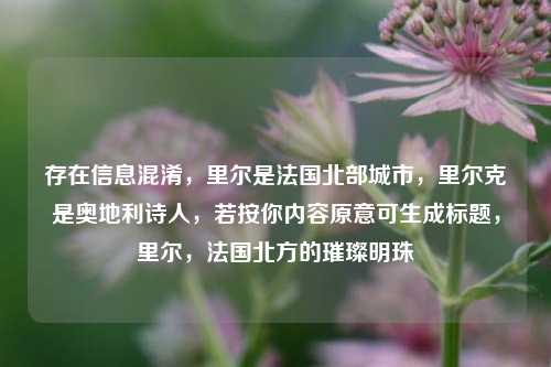 存在信息混淆,里尔是法国北部城市,里尔克是奥地利诗人,若按你内容原意可生成标题,里尔,法国北方的璀璨明珠